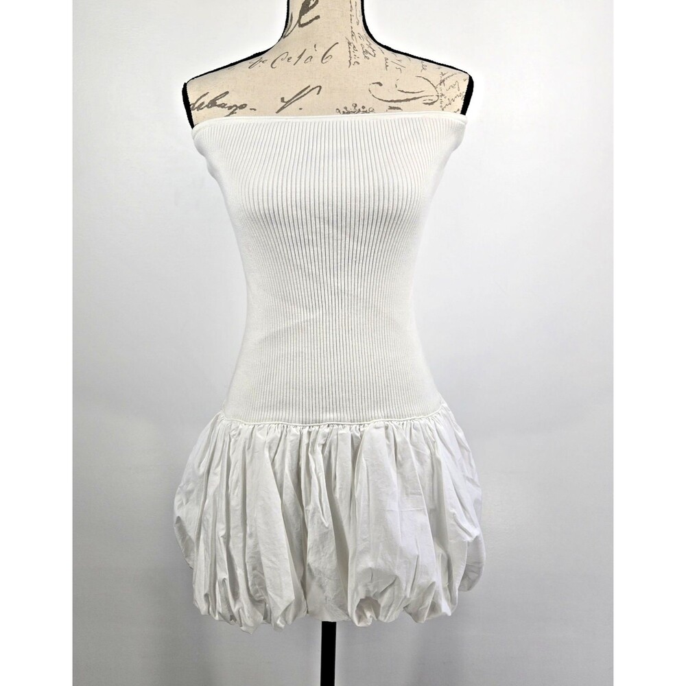 Aqua Women's Medium White Strapless‎ Bubble Mini Dress NWT